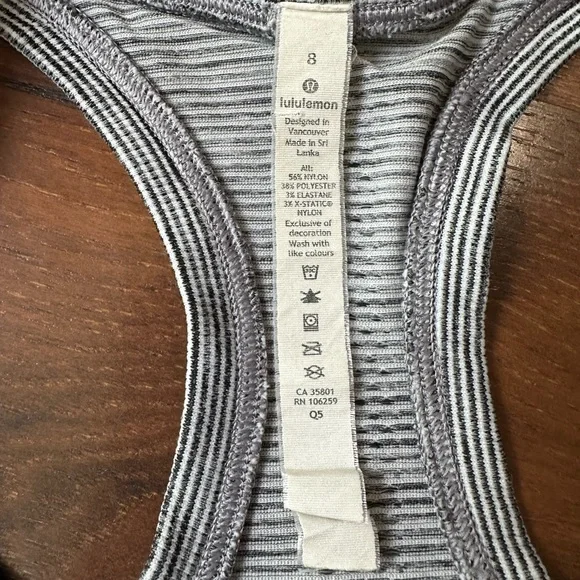 Lululemon Swiftly Tech Racerback Tank Black White Stripe Womens Sz 8 - Picture 4 of 8